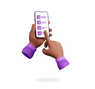 Manos dando check en 3d con colores pasteles