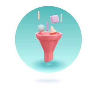 Embudo en 3d con colores pasteles