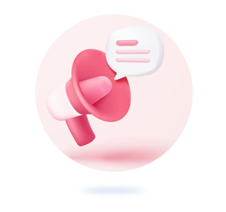 Megafono rosa en 3d con colores pasteles