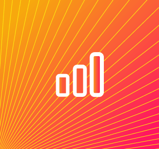 Icono de barras estadísticas creciendo, con fondo degradado naranja