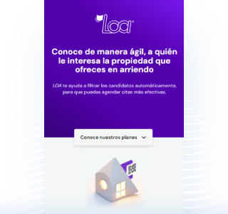 Home Web para arriendos en Colombia, con logo empresa y render de casa abstracto