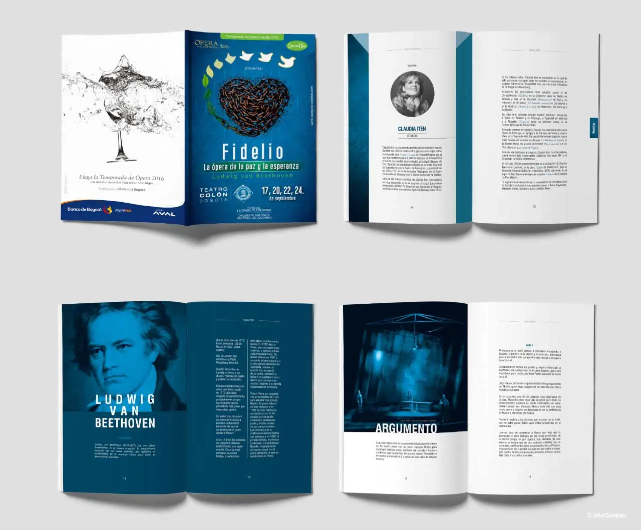 Páginas de cuadernillo abiertas, con Beethoven de Protagonista