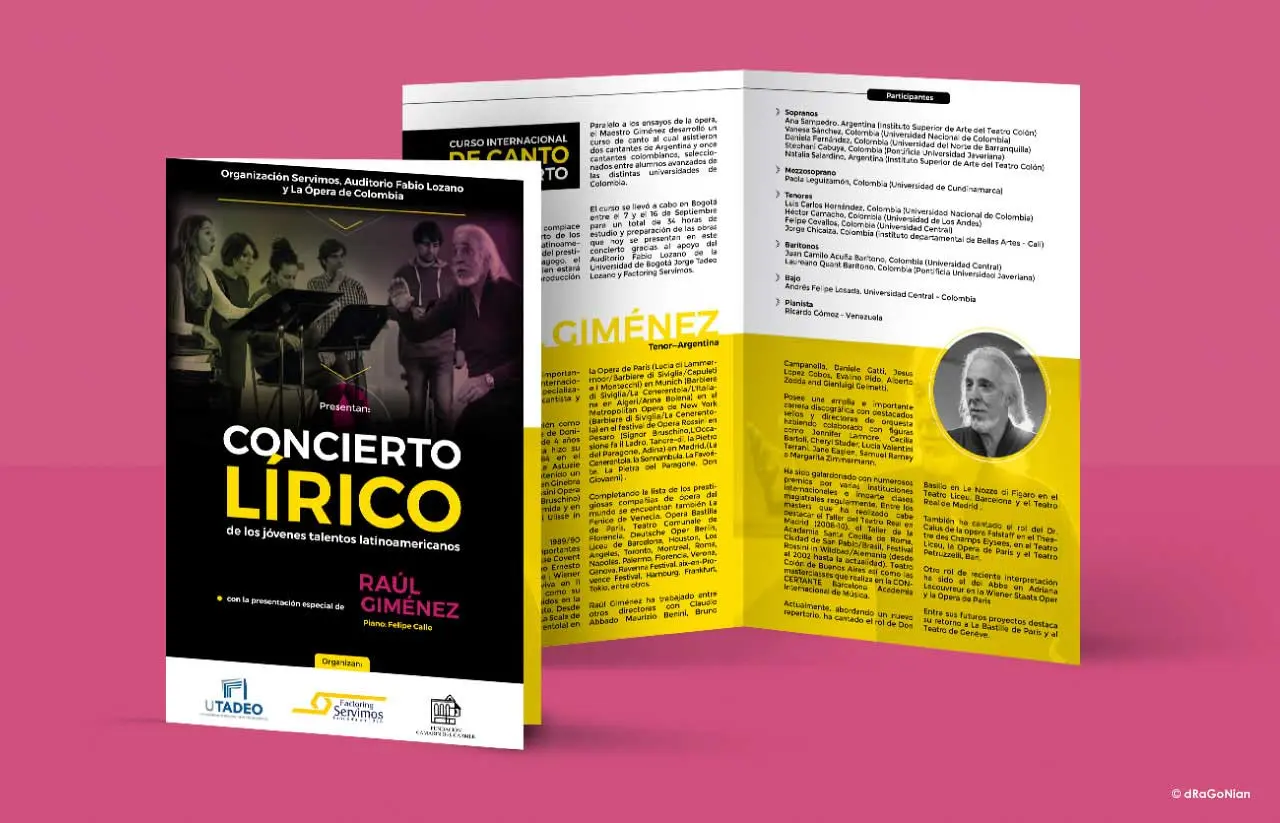 Plegable y programa de mano para concierto lírico